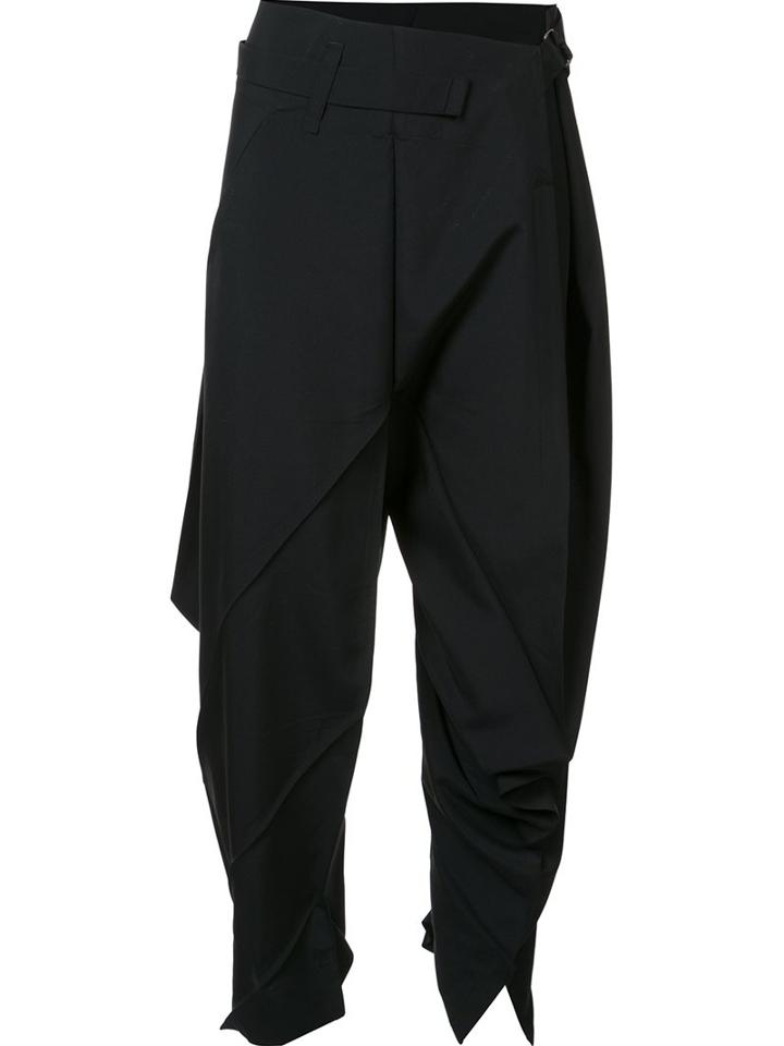 Issey Miyake Pleated Tapered Trousers, Women's, Size: 3, Black, Polyester
