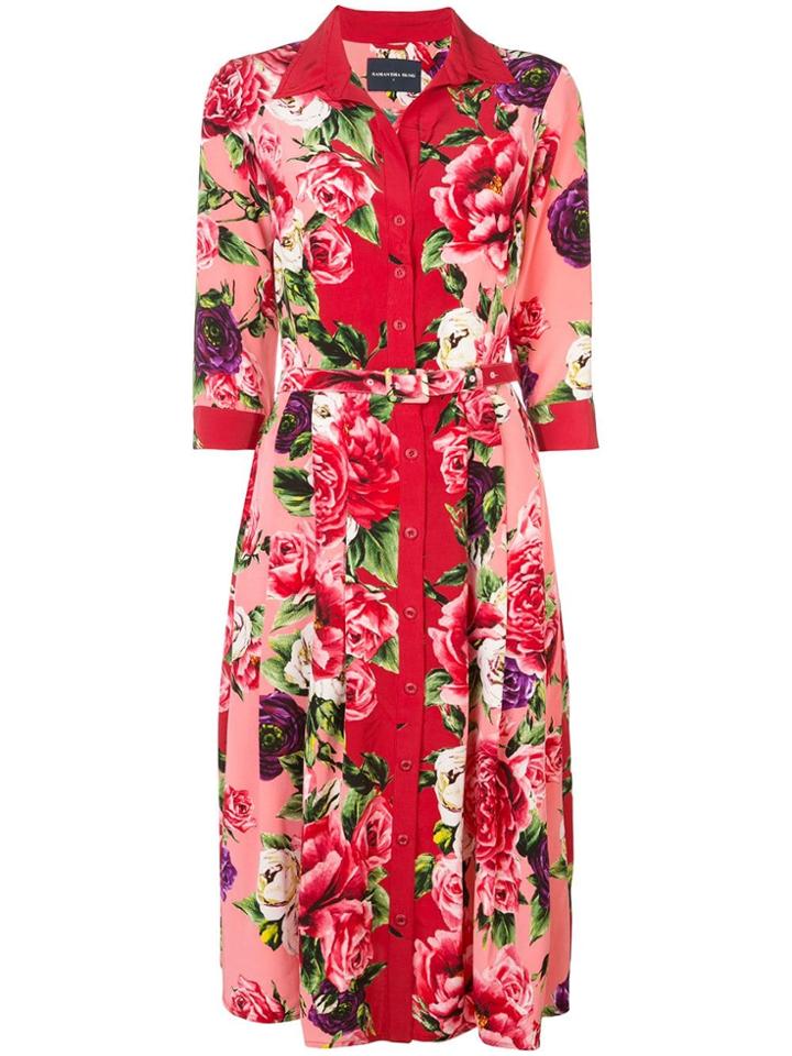 Samantha Sung Audrey Peony Shirt Dress - Red