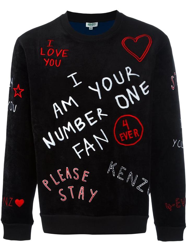 Kenzo 'i Love U Sweatshirt, Men's, Size: Large, Black, Polyester/viscose