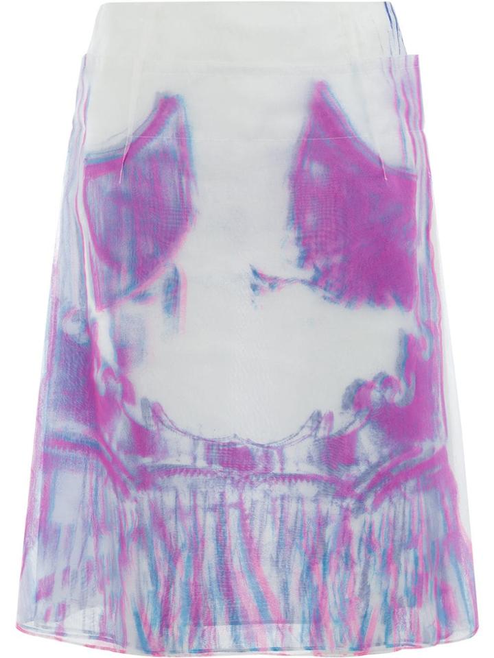 Maison Margiela Psychedelic Print Tulle Skirt - White
