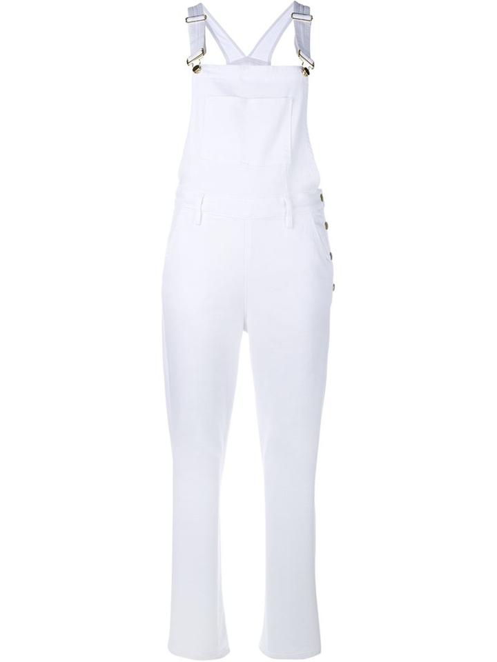 Frame Denim Sleeveless Denim Jumpsuit, Women's, Size: M, White, Cotton/polyester/spandex/elastane