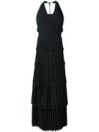 No21 Tiered V-neck Dress, Women's, Size: 40, Black, Acetate/silk