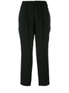 Aviù - Side Stripe Cropped Trousers - Women - Cotton/spandex/elastane - 44, Black, Cotton/spandex/elastane