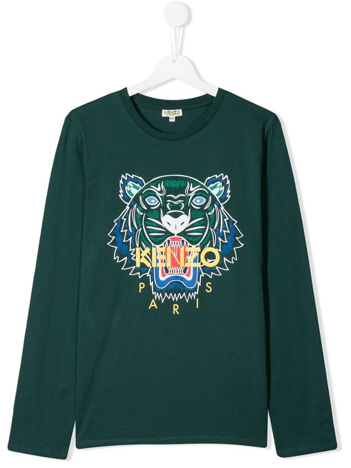 Kenzo Kids Teen Embroidered Tiger Top - Green