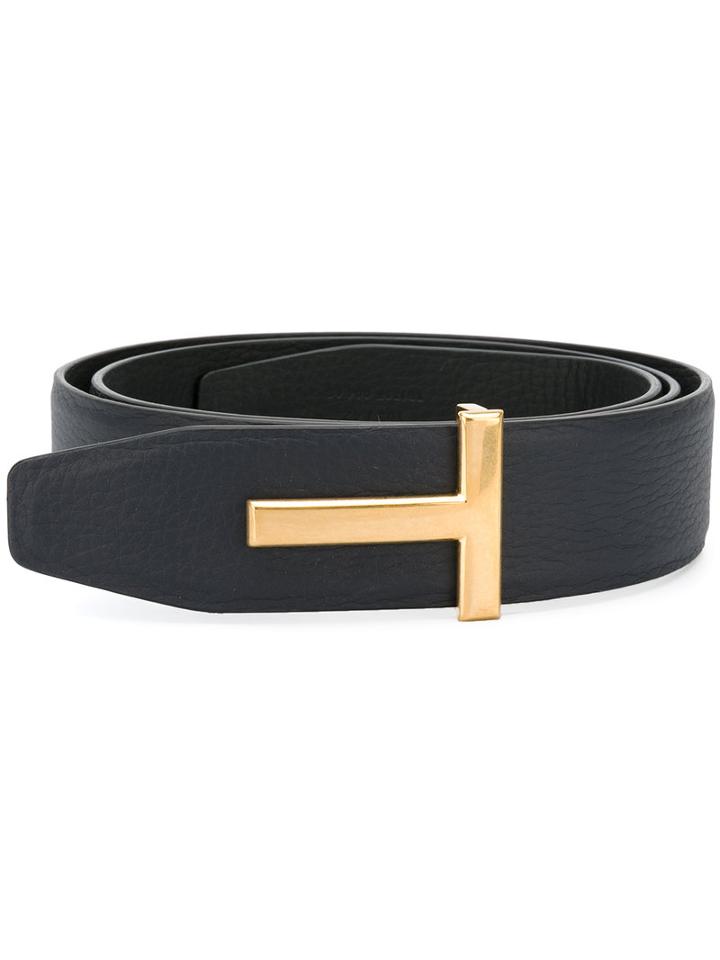 Tom Ford 't' Buckle Belt, Men's, Size: 85, Blue, Leather/brass