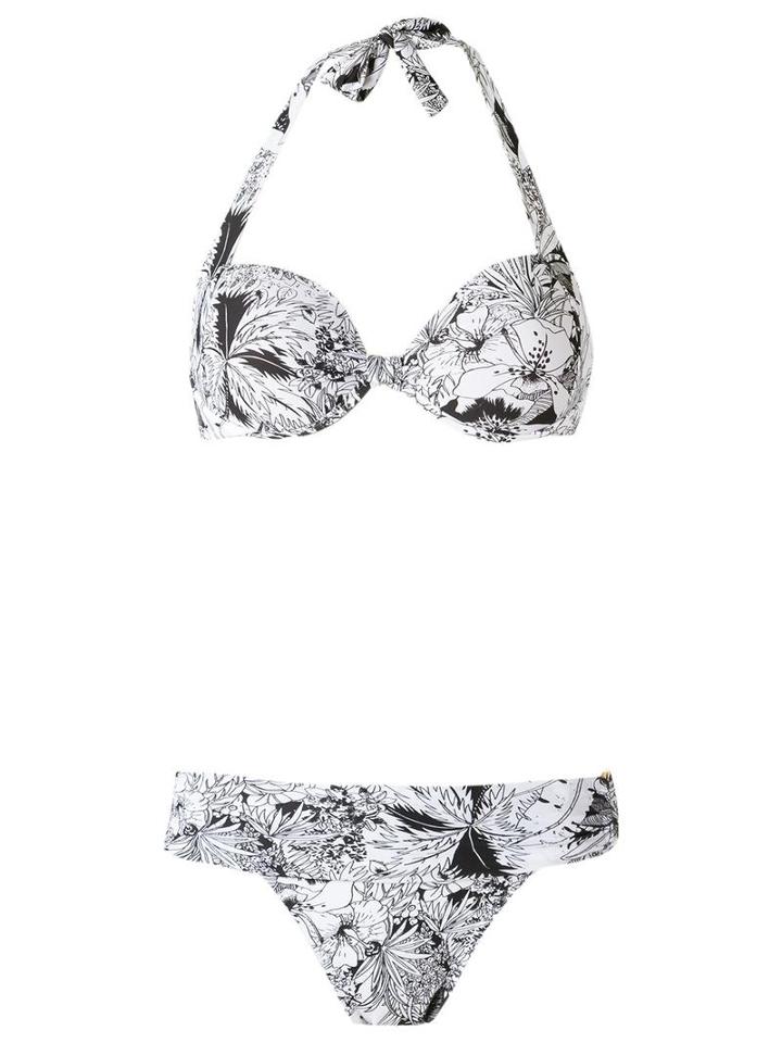 Amir Slama Printed Bikini Set, Women's, Size: Medium, White, Elastodiene