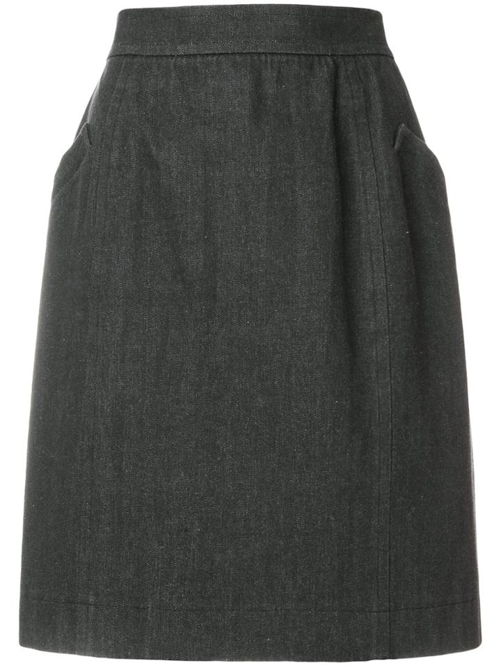 Yves Saint Laurent Vintage Straight Denim Skirt - Grey