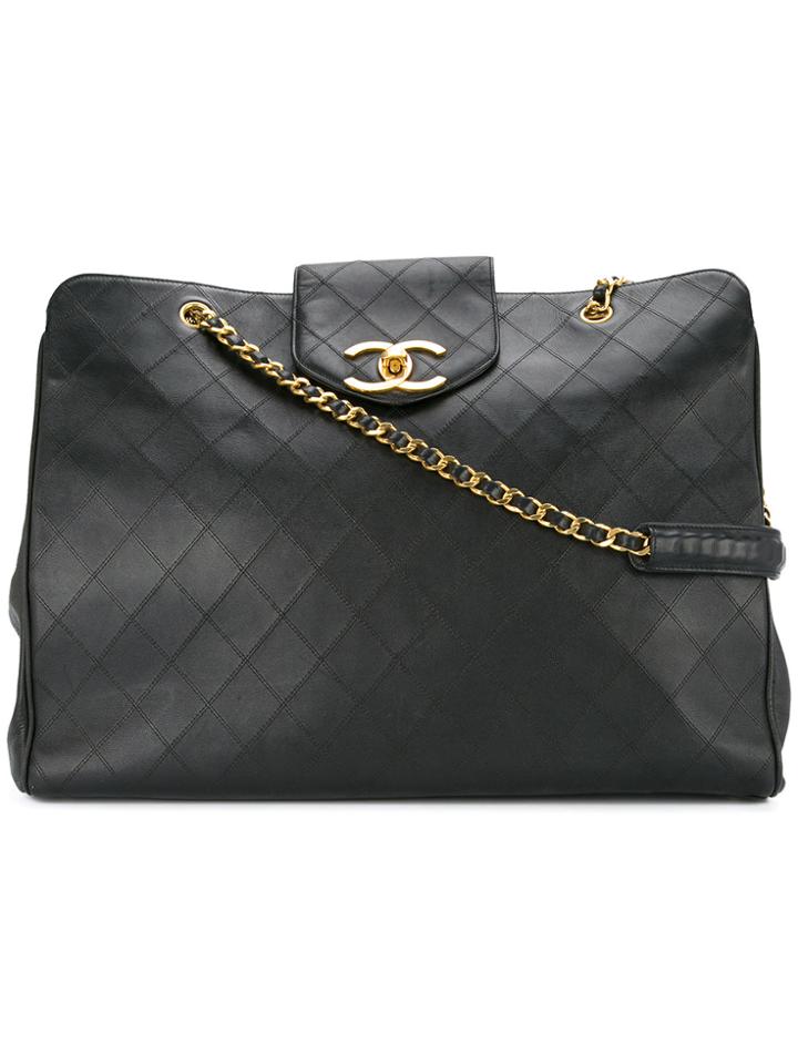 Chanel Vintage Super Model Jumbo Xl Quilted Cc Logo Chain Shoulder Bag