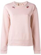No21 Embellished Cherry Sweatshirt, Women's, Size: 44, Pink/purple, Silk/cotton/brass/metal (other)