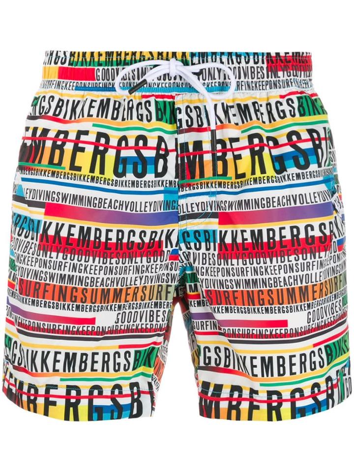 Dirk Bikkembergs All Over Logo Swim Shorts - White