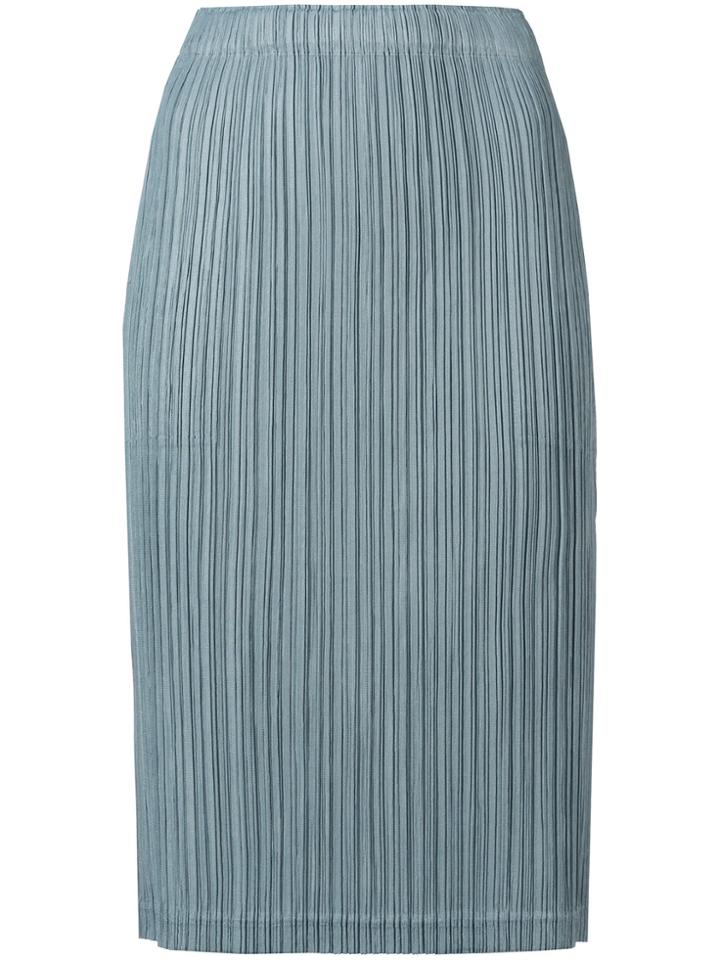 Pleats Please By Issey Miyake Pleated Straight Skirt - Blue