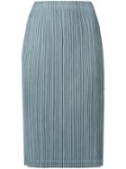 Pleats Please By Issey Miyake Pleated Straight Skirt - Blue