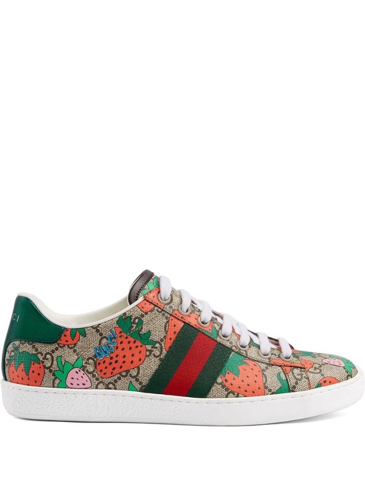 Gucci Women's Ace Gg Gucci Strawberry Sneaker - Multicolour