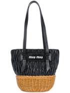 Miu Miu Matelassé Woven Bucket Bag - Black