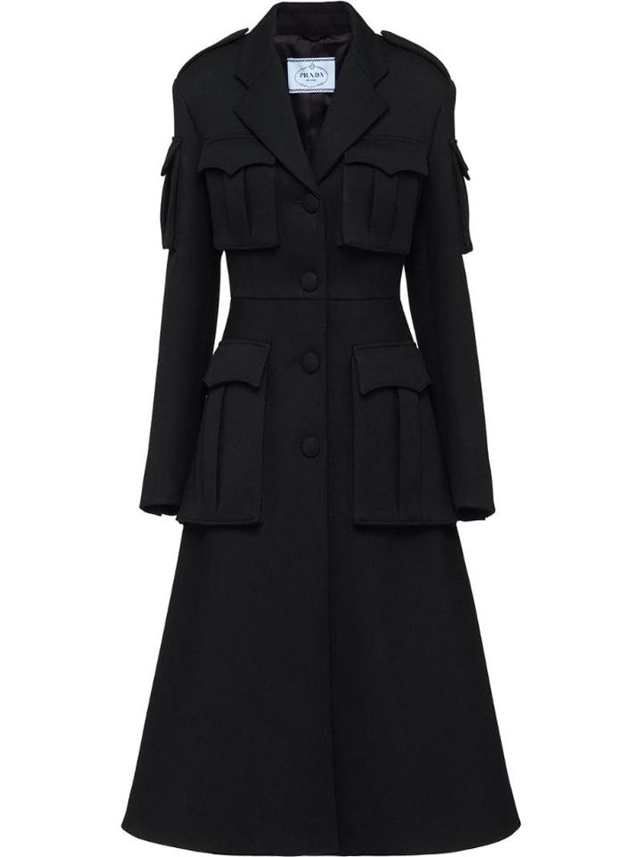 Prada Natté Gabardine Coat - Black