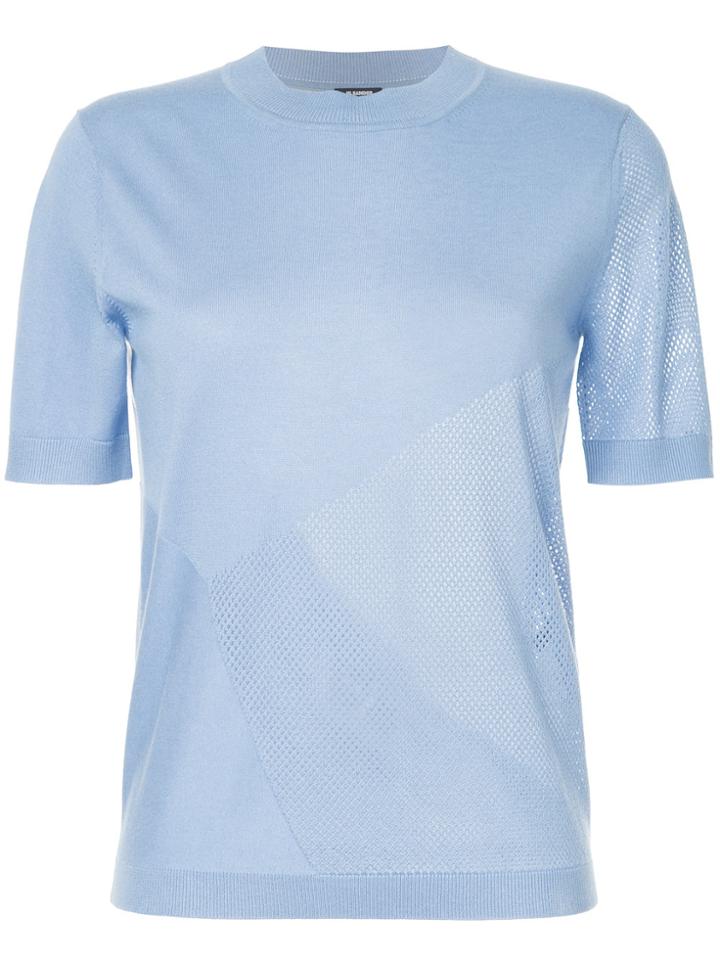 Jil Sander Navy Panelled Knitted T-shirt - Blue