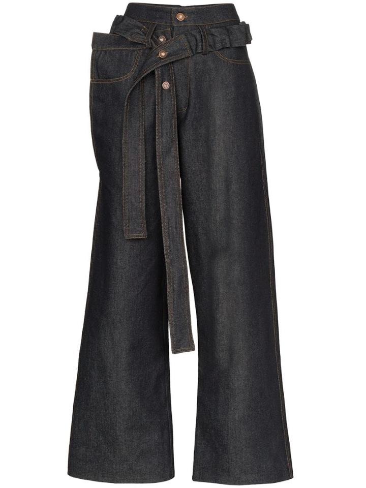 Delada Belted Wide-leg Jeans - Blue