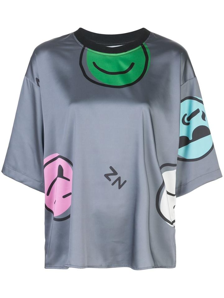 Natasha Zinko Emoji Print T-shirt - Grey