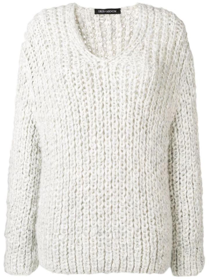Iris Von Arnim Dafne V-neck Jumper - Green