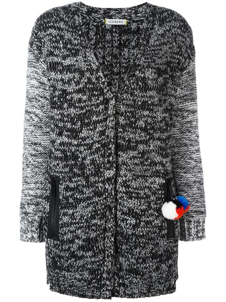 Iceberg Knitted Pom-pom Detail Cardigan, Women's, Size: Xs, Black, Viscose/wool/polyamide/acetate