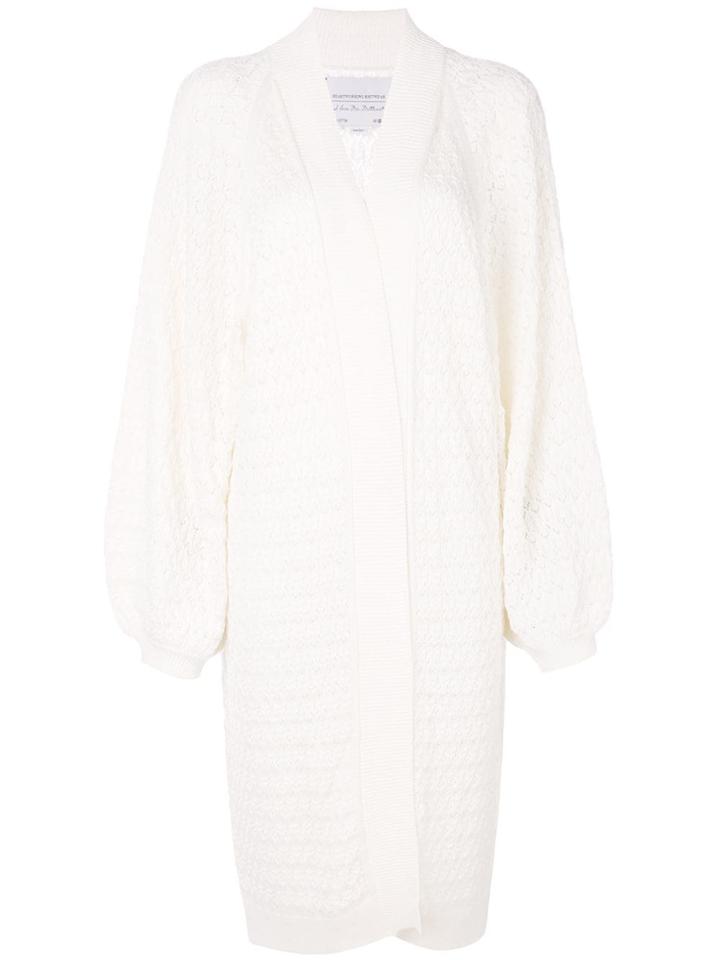 I Love Mr Mittens Long Lace Knitted Cardigan - White