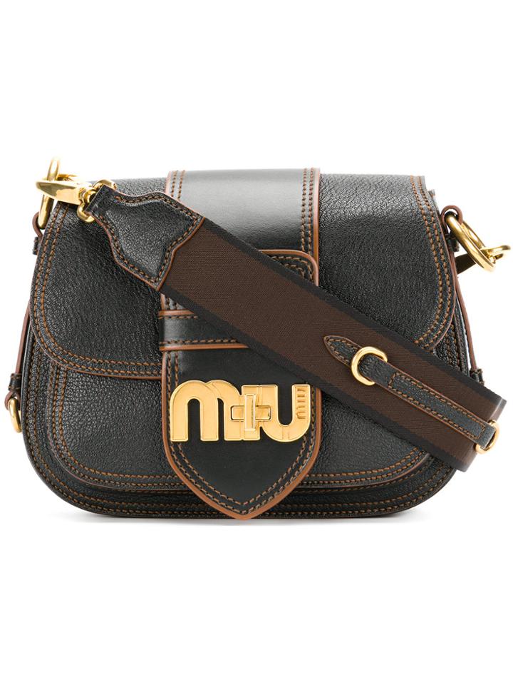 Miu Miu Miu Logo Shoulder Bag - Black
