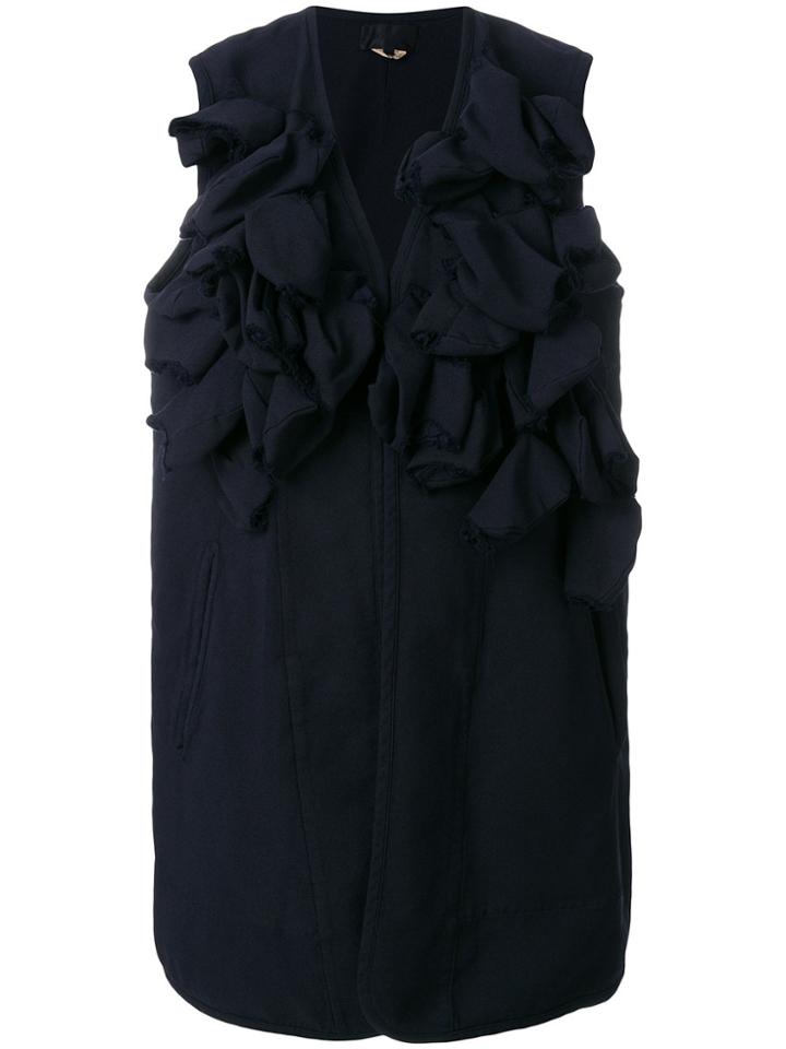 Comme Des Garçons Fabric Appliques Sleeveless Blazer - Blue
