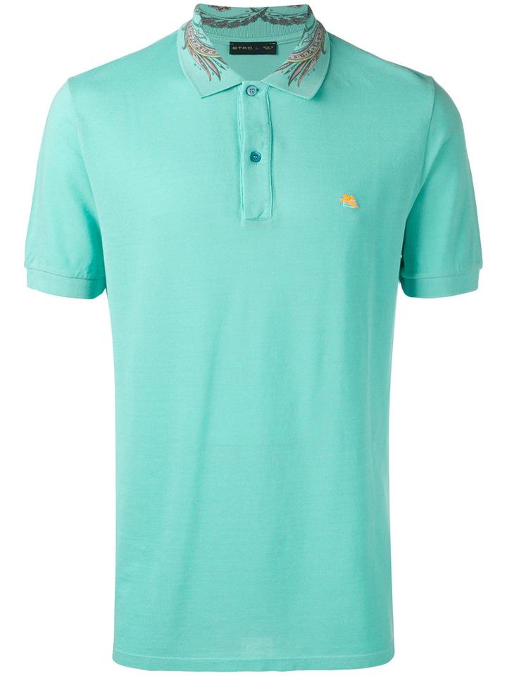 Etro - Contrast Logo Polo Shirt - Men - Cotton - M, Blue, Cotton