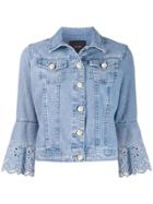 Twin-set Denim Jacket With Broderie Anglaise - Blue
