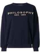 Philosophy Di Lorenzo Serafini Gold-tone Print Logo Sweatshirt - Blue