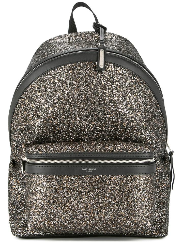 Saint Laurent Glitter Embellished Backpack - Metallic