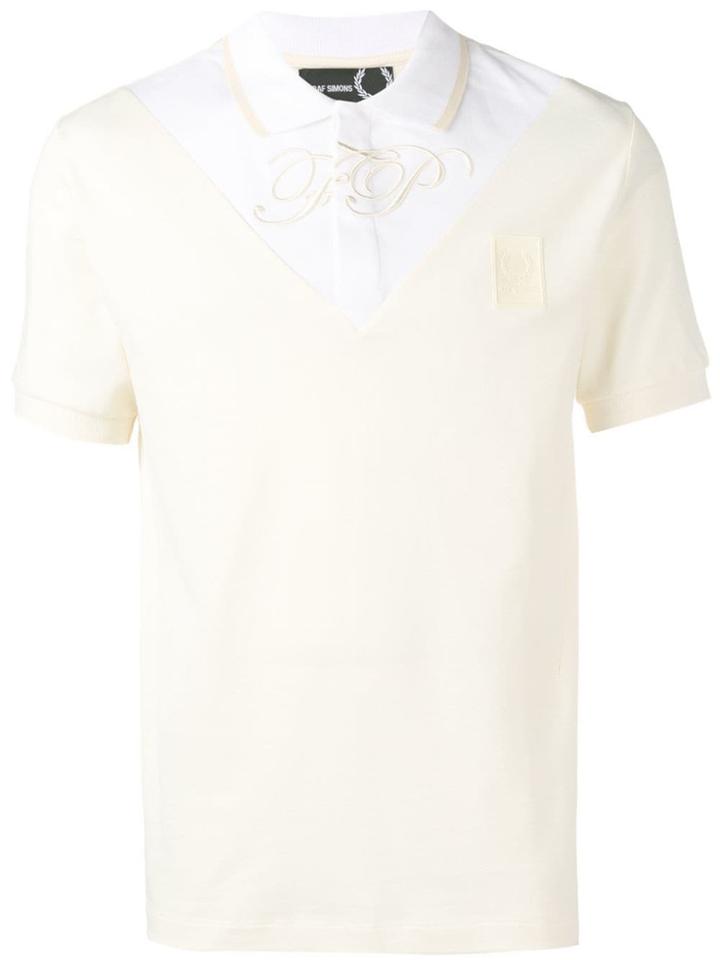 Raf Simons X Fred Perry Logo Embroidered Polo Shirt - Neutrals