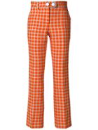L'autre Chose Cropped Plaid Trousers - Yellow & Orange