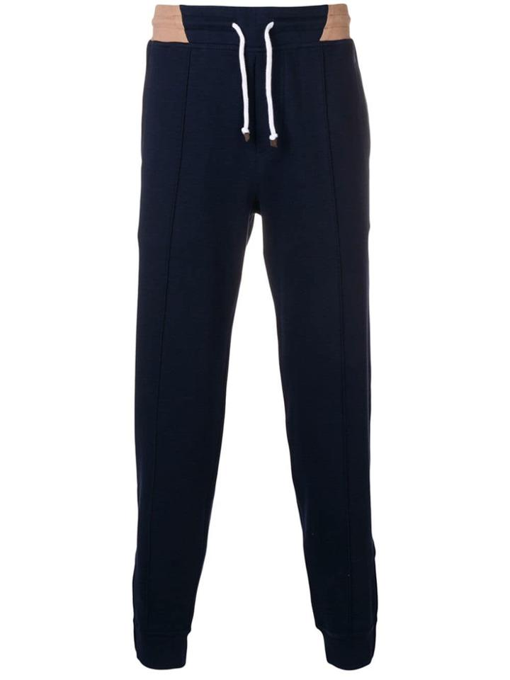 Brunello Cucinelli Contrast Waist Track Pants - Blue