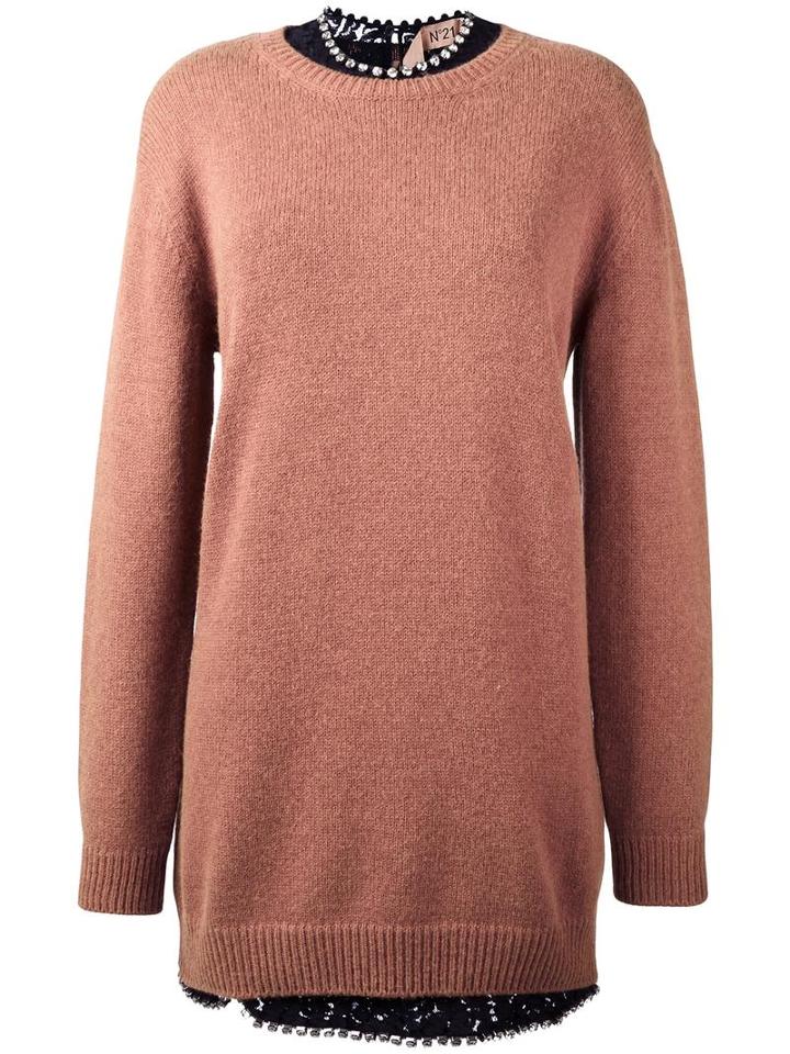 No21 Long Pullover, Women's, Size: 40, Pink/purple, Alpaca/polyamide/cotton/metal (other)