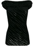 Emporio Armani Off-the-shoulder Velvet Devoré Top - Black