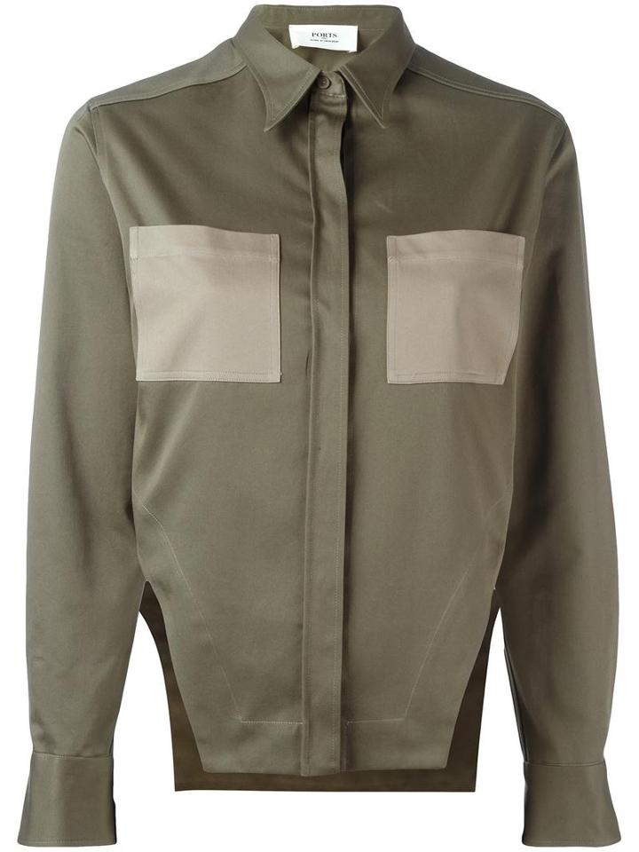 Military Style Shirt, Women's, Size: 40, Green, Cotton, Ports 1961