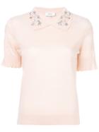 Carven Embellished Collar Knitted Top - Pink & Purple