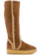 Castañer Knee High Textured Boots - Brown