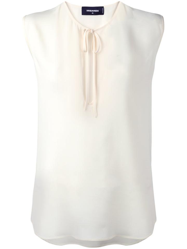 Dsquared2 Sleeveless Tied Neck Top, Women's, Size: 46, White, Silk