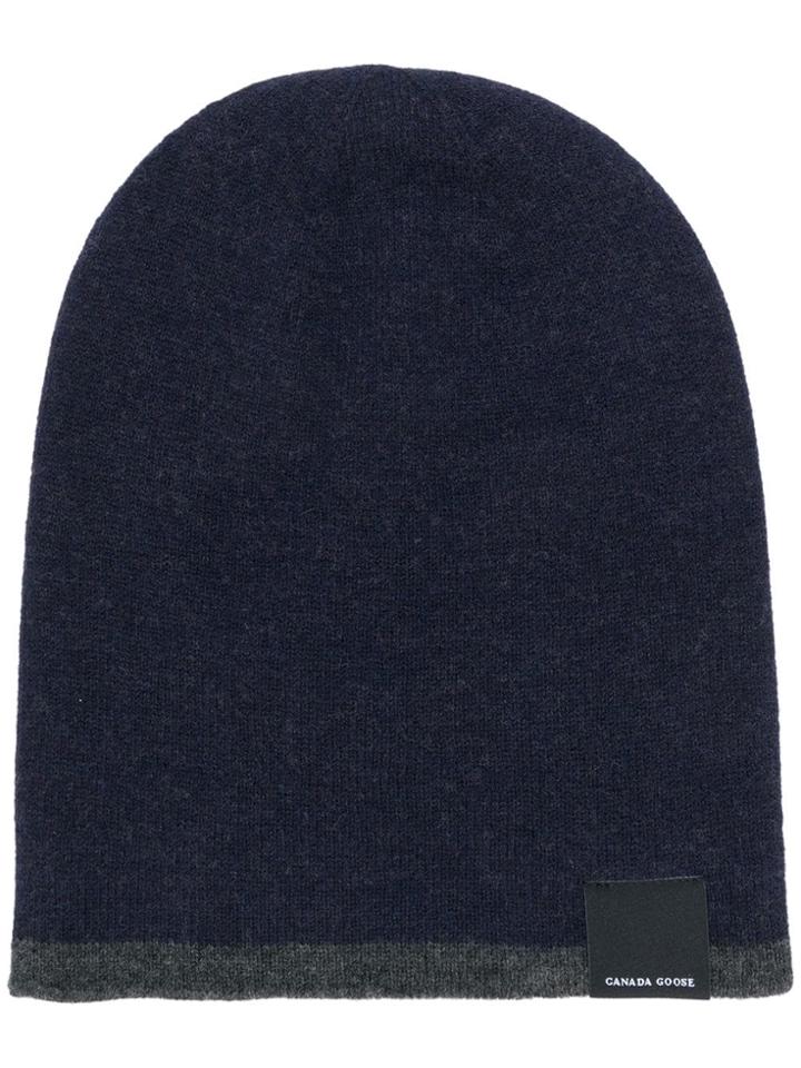 Canada Goose Logo Patch Beanie - Blue
