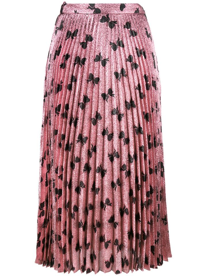 Gucci - Bow Lurex Pleated Skirt - Women - Silk/polyester - 36, Pink/purple, Silk/polyester