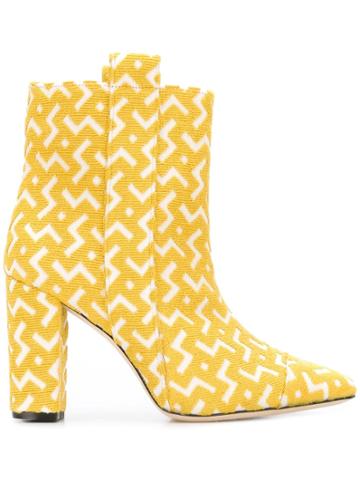 Bams Geometric Pattern Ankle Boots - Yellow