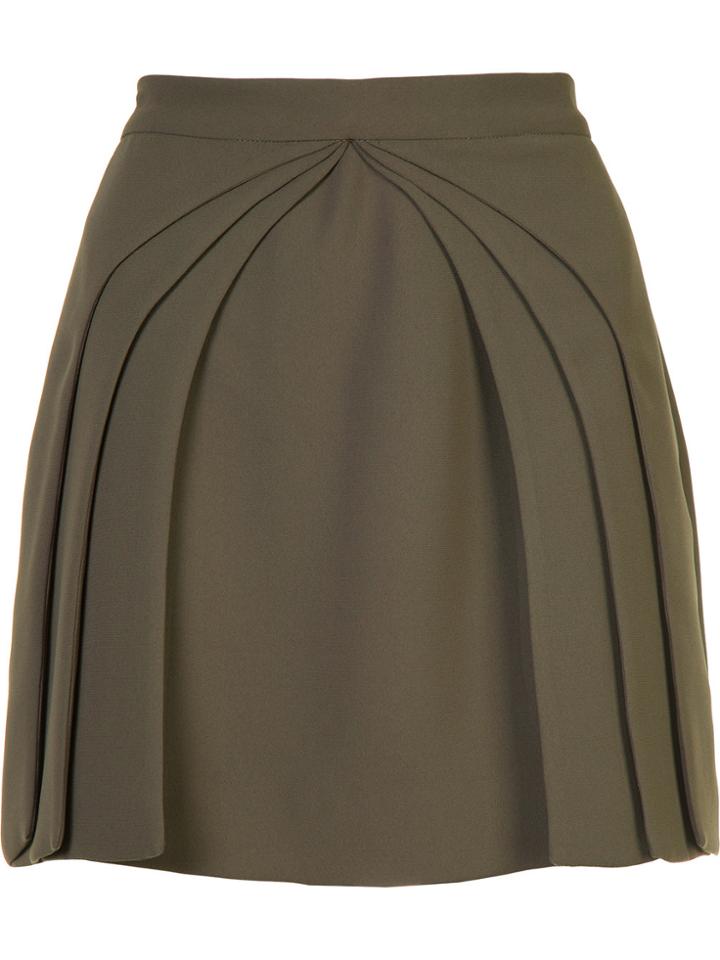 Brandon Maxwell Pleated Layered Mini Skirt - Green