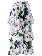 Erdem Floral Ruffle Skirt