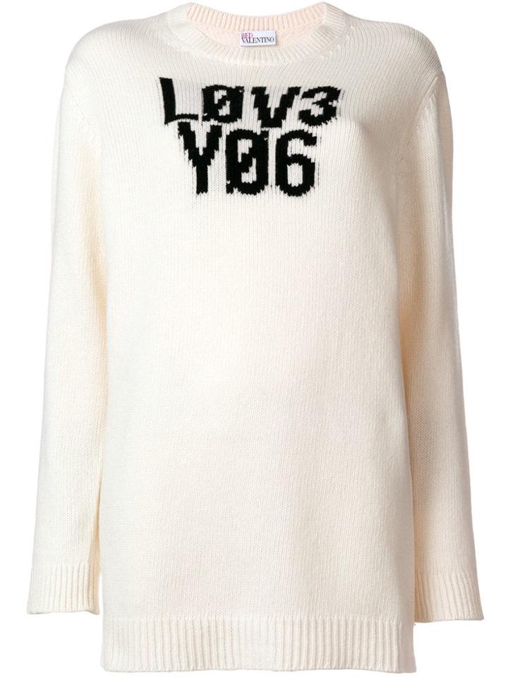 Red Valentino 'lov3 Yo6' Knit Sweater - White