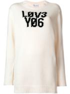 Red Valentino 'lov3 Yo6' Knit Sweater - White
