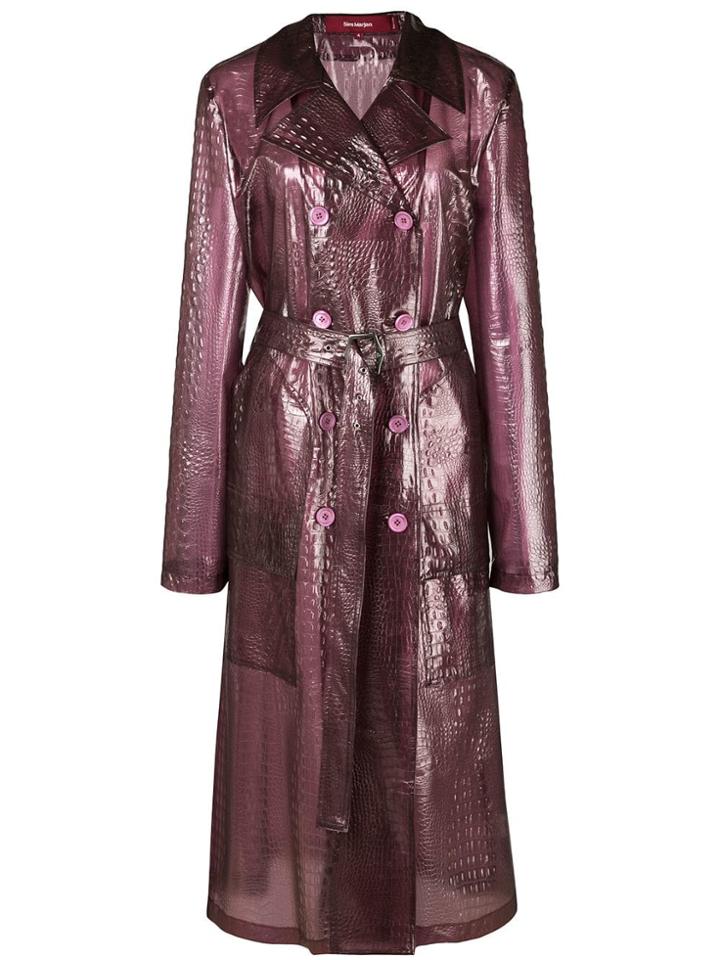 Sies Marjan Crocodile Effect Double Breasted Coat - Purple