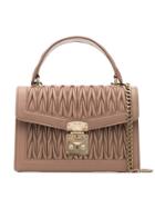 Miu Miu Nude Matelasse Top Handle Quilted Leather Shoulder Bag - Pink