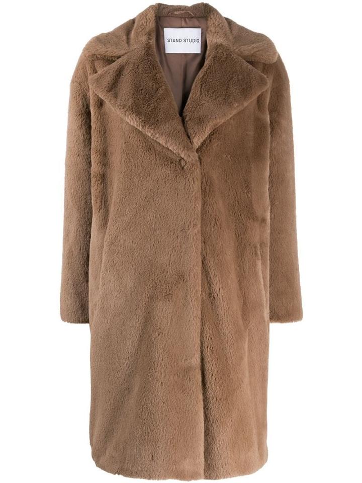 Stand Faux Fur Coat - Neutrals